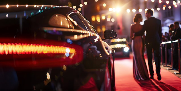 Car pulling up to Dancing with the Cars red carpet